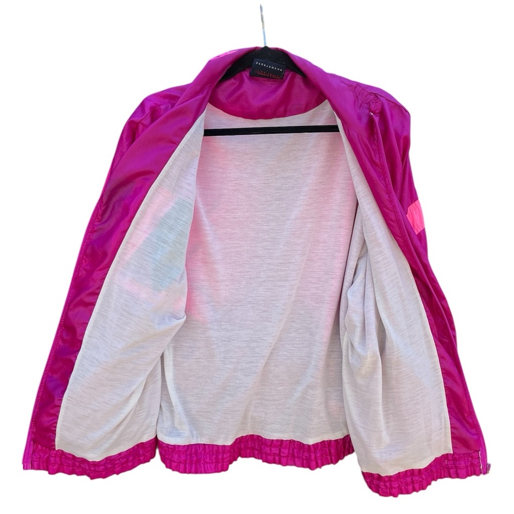 Vibrant Pink Bomber Jacket with Black Accents - Picture 7 of 7